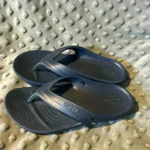 Boys Navy Blue Crocs Flip Flops, Size 12, New‎ - Picture 4 of 4